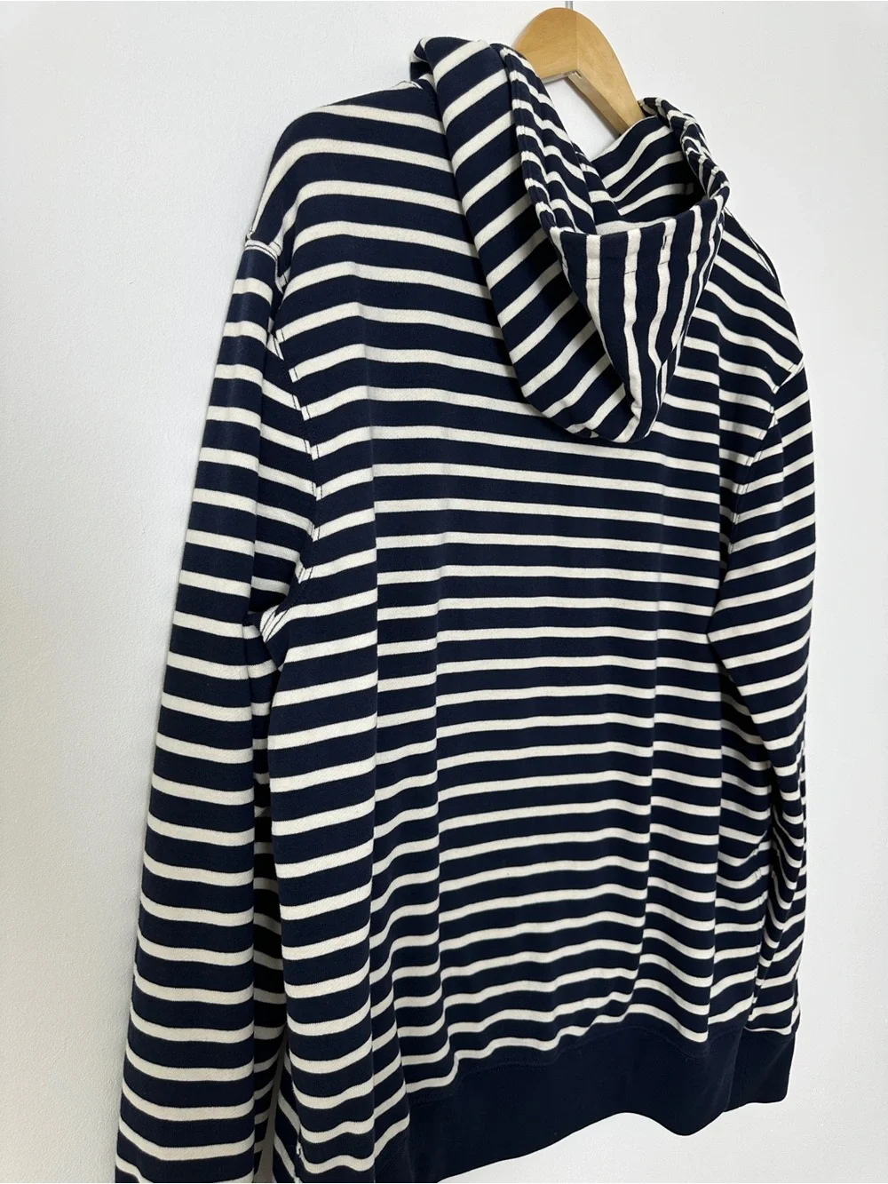 J.Crew Vintage Fleece Striped Button Hoodie Sweatshirt Men's XL Navy White